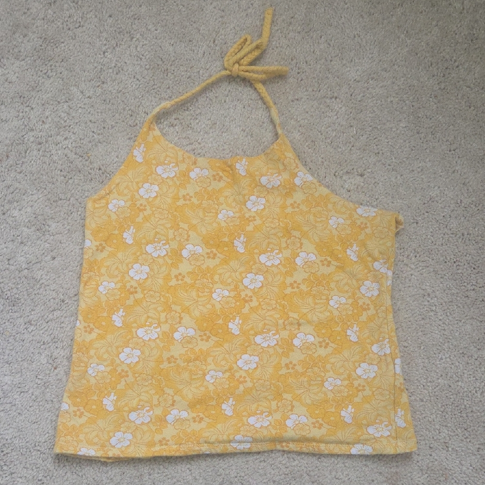 Arizona Jean Company Yellow Floral Halter Camisole